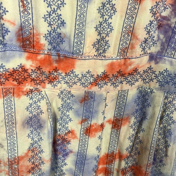 Womens Jumpsuit Tie Slip Straps Blue Snowflake Stripes Tie Dye Wide Leg Zip Back - Picture 5 of 16